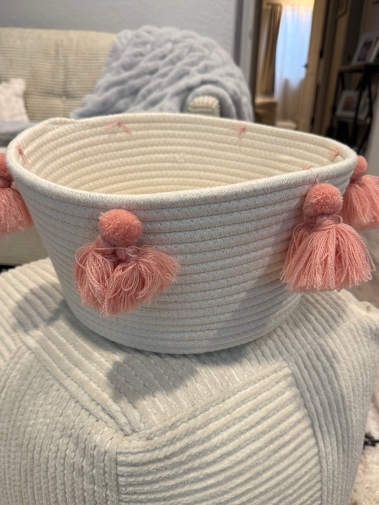 Other - Small Coiled Rope Kids' Basket with Tassels Natural/Rose Pink - Pillowfort™